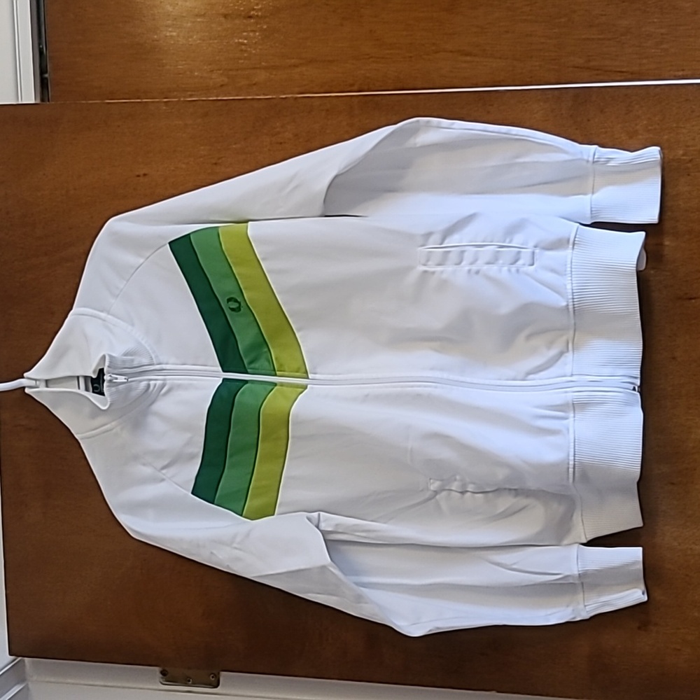 Fred PERRY White Jacket with Green Stripes